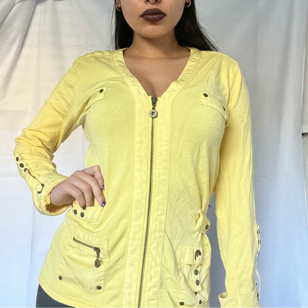 Yellow Zip-Up Jacket with Pockets